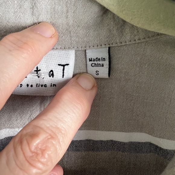 NWOT Habitat Small Shades Of Taupe Cotton Artsy Bohemian Relaxed Fit Tunic Top - Picture 8 of 10